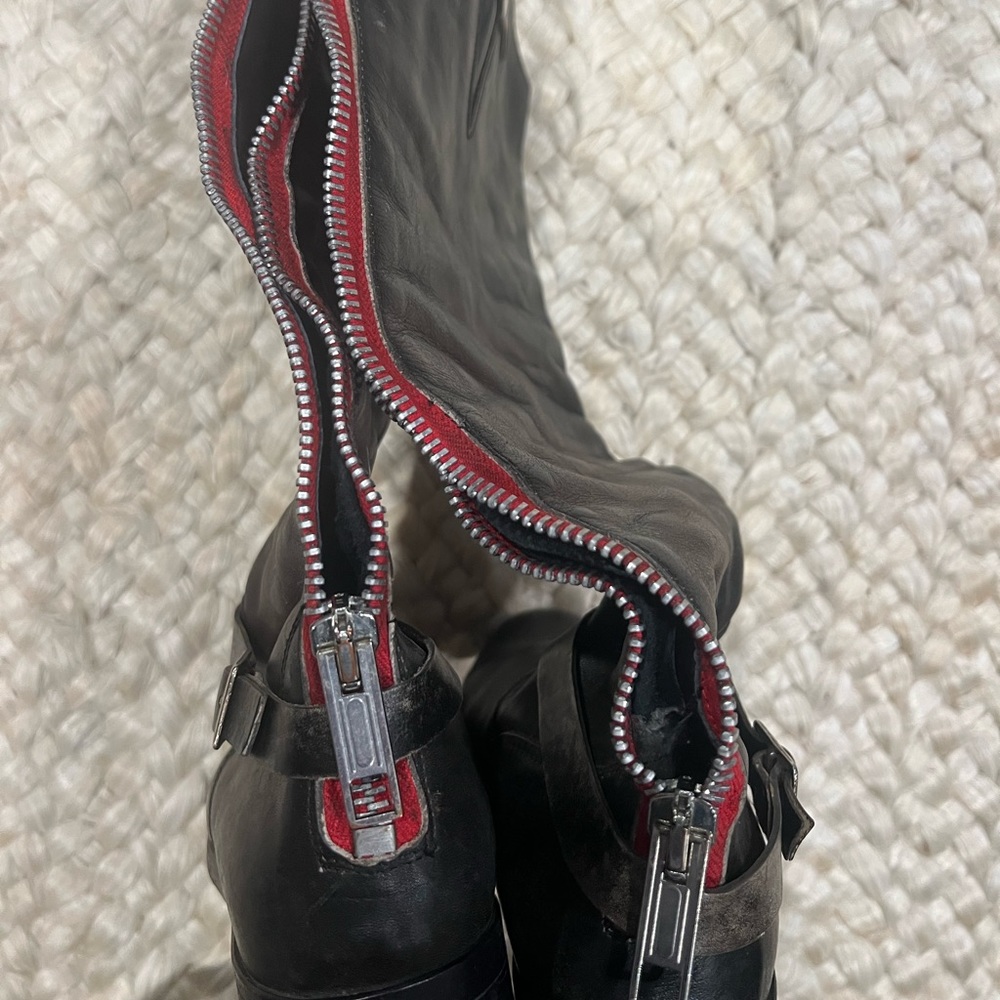 Golden Goose Tall Black Boots Red Zipper - Picture 7 of 12